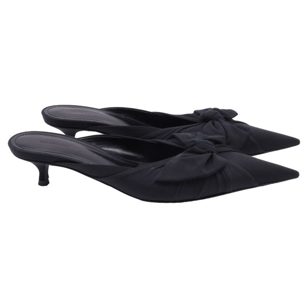 Balenciaga Knife Bow-Embellished Mules in Black Cotton